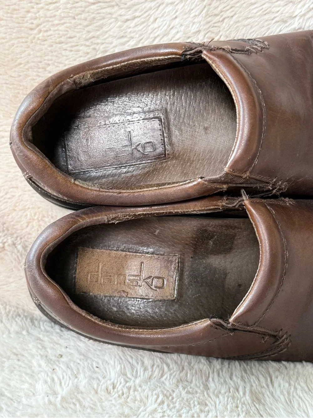 Dansko Men's Wynn Closed-Back Pro Slip-On Clog Sz 41 Non-Slip Brown Leather